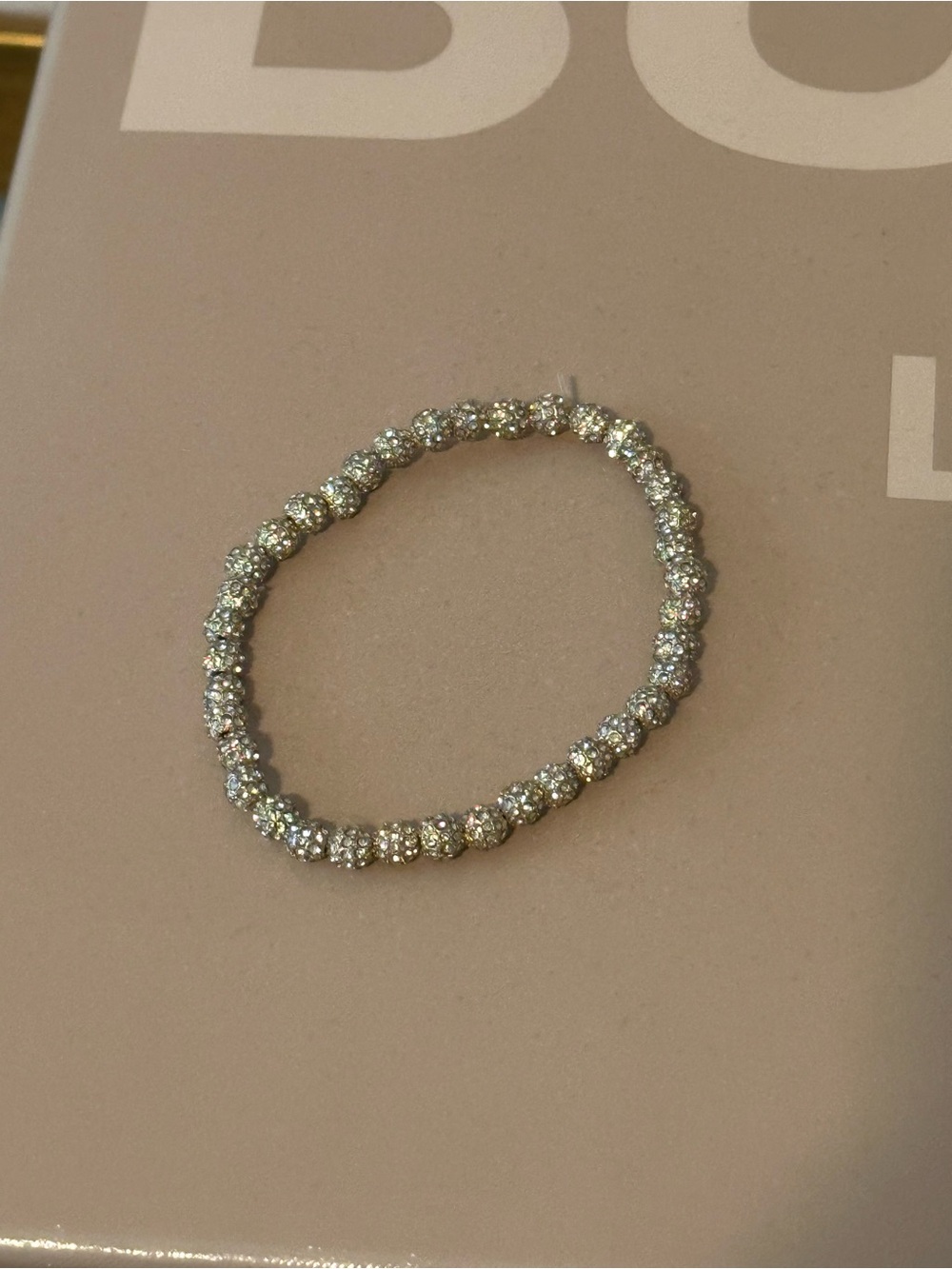 BaubleBar Crystal Pave Bead Stretch Bracelet - Silver